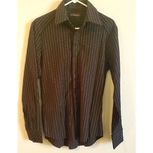 Men's black and white pinstriped dress shirt